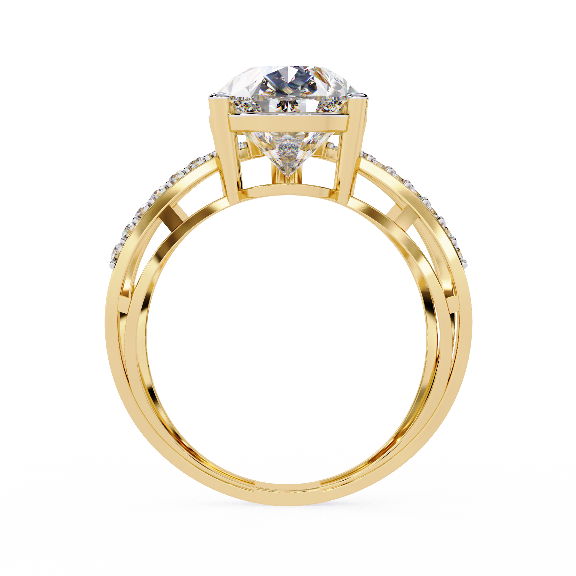 4.62 CT Twisted Lab Grown Diamond Ring – 14K Yellow Gold